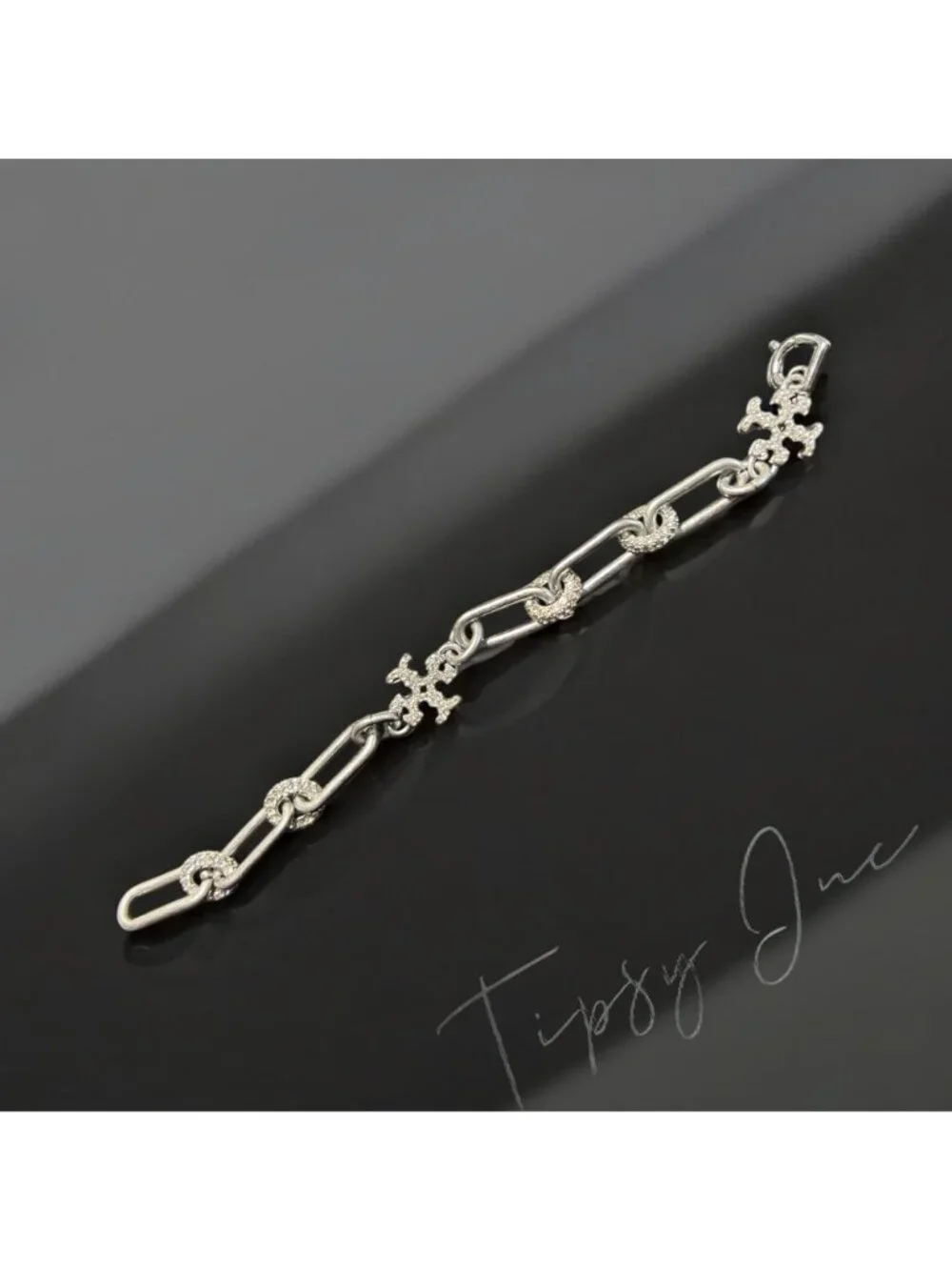 NEW!! Beautiful Tory Burch Silver and Crystal Pave Roxanne Bracelet